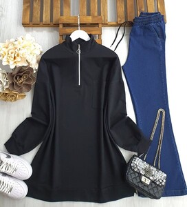 NOD YARIM FERMUARLI TEK CEPLİ TUNİK B1-5-5394-01-SİYAH - 