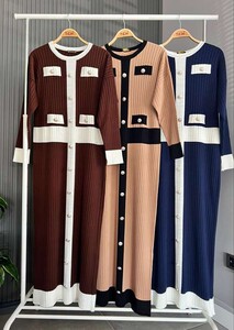 NOGE DÜĞME DETAYLI TRİKO ELBİSE A6-2-8118-12-LACİVERT - 