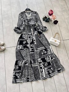 KANYA ÖNÜ FIRFIRLI KEMERLİ VİSKON ELBİSE B11-1-2264-01-SİYAH - 