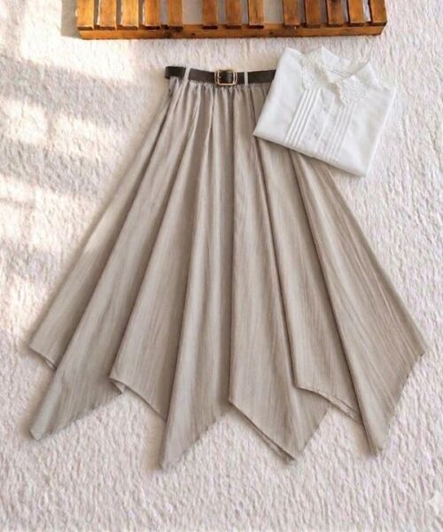 NUBES ASİMETRİK KESİM DERİ KEMERLİ KİLOŞ ETEK 6108-22-TAŞ - 1