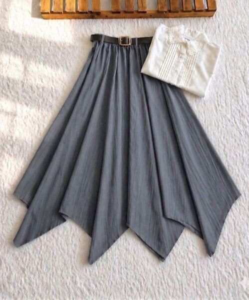 NUBES ASİMETRİK KESİM DERİ KEMERLİ KİLOŞ ETEK 6108-58-FÜME - 1