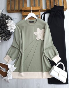 NUFSA NAKIŞLI AKSESUARLI ÇIMALI TUNİK B1-4-5613-08-MİNT - 