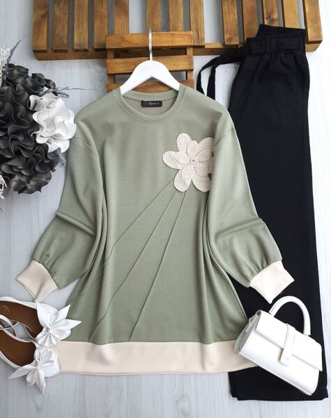 NUFSA NAKIŞLI AKSESUARLI ÇIMALI TUNİK B1-4-5613-08-MİNT - 1