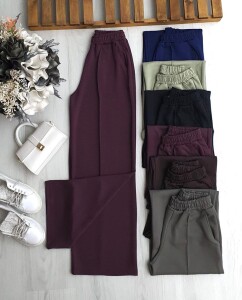 NUFYEZ ÇİMALI BELİ LASTİKLİ BOL PANTOLON A3-5-6085-04-BORDO - 1