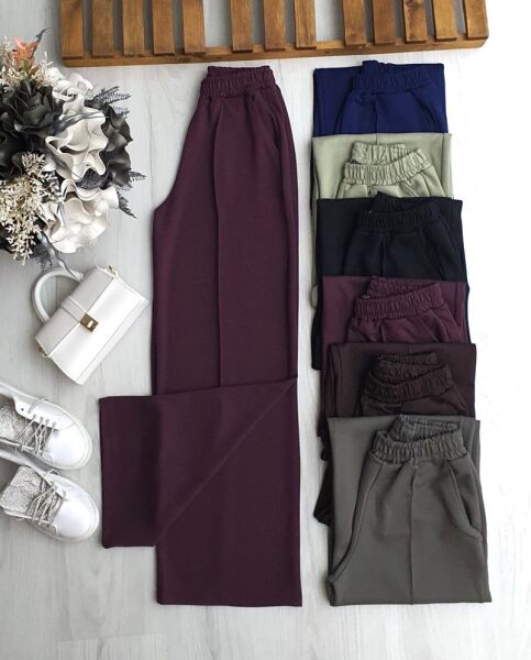 NUFYEZ ÇİMALI BELİ LASTİKLİ BOL PANTOLON A3-5-6085-04-BORDO - 1