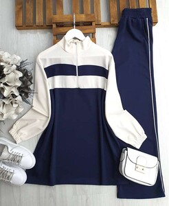 NULGA YARIM FERMUARLI PANTOLON BİYELİ SPOR TAKIM B1-1-1574-12-LACİVERT - 