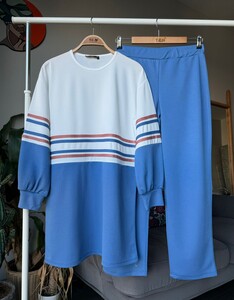 NUVA ŞERİTLİ ÇİFT RENK İKİLİ TAKIM A6-1-1517-10-MAVİ - 