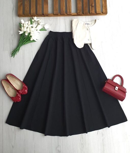 NUVAE BELİ LASTİKLİ CEPLİ KİLOŞ ETEK A4-2-6117-01-SİYAH - 1