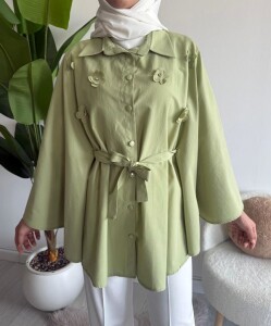 OCPA AKSESUARLI BELİ KEMERLİ PANÇO GÖMLEK 5709-07-YEŞİL - 1