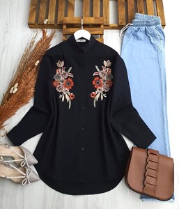 OGE NAKIŞLI GÖMLEK TUNİK C6-5431-01-SİYAH - 