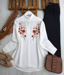 OGE NAKIŞLI GÖMLEK TUNİK C6-5431-20-BEYAZ - 