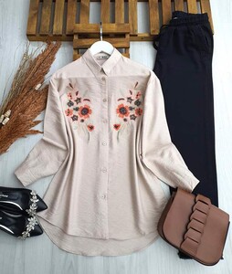 OGE NAKIŞLI GÖMLEK TUNİK C6-5431-34-BEJ - 