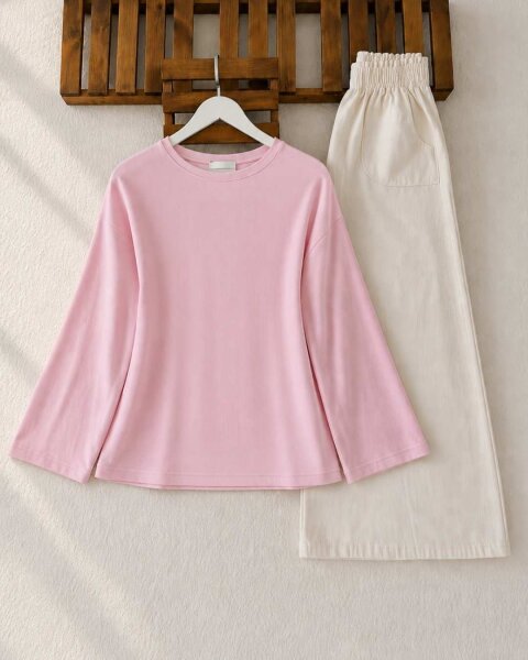 OGSE SALAŞ DÜZ İNCE SWEAT 5771-05-PUDRA - 1
