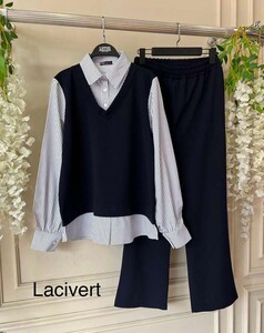 OGYA GÖMLEK GARNİLİ İKİLİ TAKIM B11-3-1575-12-LACİVERT - 