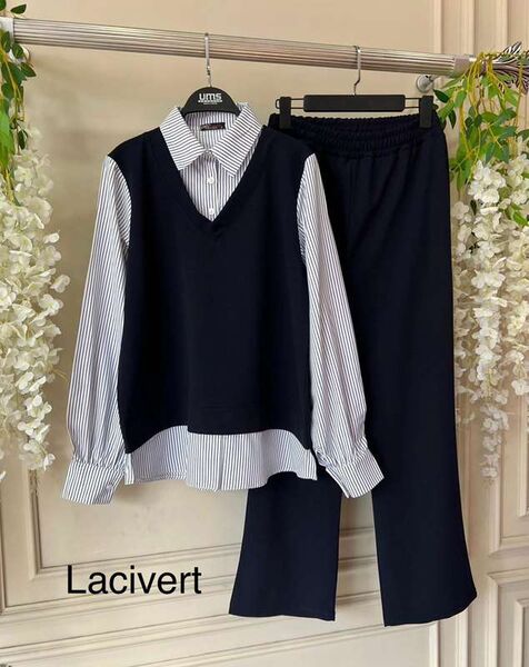 OGYA GÖMLEK GARNİLİ İKİLİ TAKIM B11-3-1575-12-LACİVERT - 1