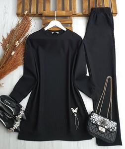 OGZE TAŞLI KELEBEK ARMALI İKİLİ TAKIM B11-5-1528-01-SİYAH - 