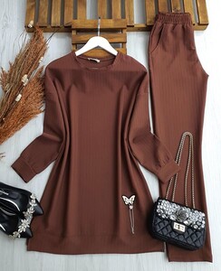 OGZE TAŞLI KELEBEK ARMALI İKİLİ TAKIM B11-5-1528-37-KAHVE - 