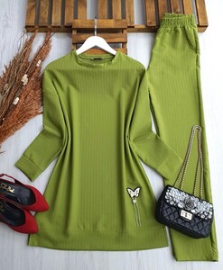 OGZE TAŞLI KELEBEK ARMALI İKİLİ TAKIM B11-5-1528-70-YAĞ YEŞİLİ - 