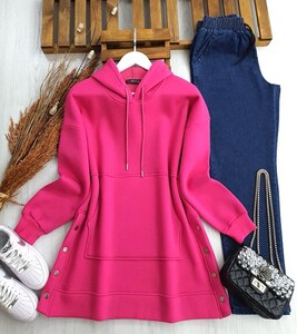 OLAW ÇITÇIT DÜĞMELİ KANGURU CEP ÜÇ İPLİK SWEAT A4-4 5390-28-FUŞYA - 
