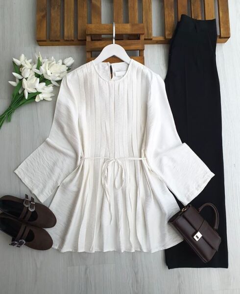 OLFES ÖNÜ PİLİSELİ SALAŞ TUNİK B5-1-5662-20-BEYAZ - 1