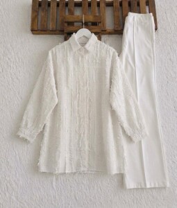 OLSYA PÜSKÜLLÜ KETEN SALAŞ GÖMLEK TUNİK B9-3-5737-20-BEYAZ - 