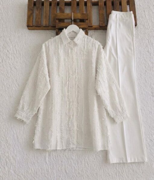 OLSYA PÜSKÜLLÜ KETEN SALAŞ GÖMLEK TUNİK B9-3-5737-20-BEYAZ - 1