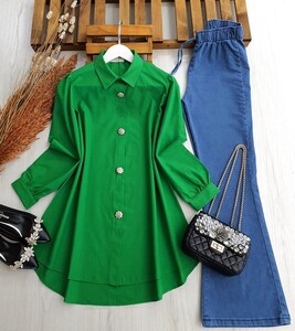 OLZA BRONŞ DÜĞMELİ SALAŞ GÖMLEK A9-5-5282-54-BENETTON - 
