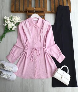 OLZA OMUZ ŞALLI GÖMLEK TUNİK 5679-05-PUDRA - 