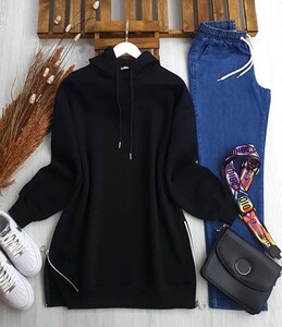 ONEL YANLARI FERMUARLI SWEAT A7-2-5380-01-SİYAH - 