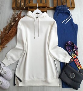 ONEL YANLARI FERMUARLI SWEAT A7-2-5380-20-BEYAZ - 