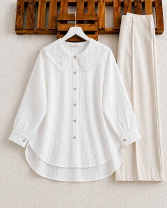 OPHA İŞLEMELİ TÜL YAKA GÖMLEK TUNİK A6-2-5685-20-BEYAZ 