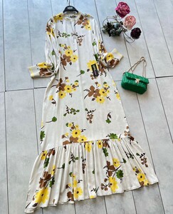 ORKE DESENLİ RİBANALI SALAŞ VİSKON ELBİSE A10-1-2275-23-SARI - 