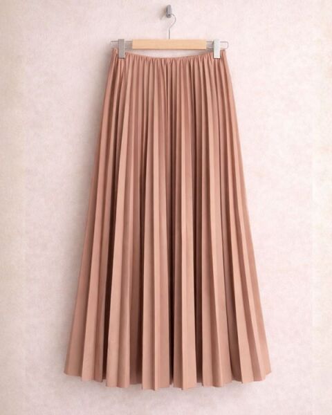 OVSA SIKI PİLİSELİ BELİ LASTİKLİ ETEK C12-6037-65-AÇIK KAHVE - 1