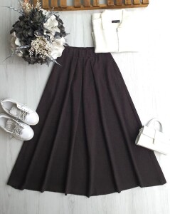 OVSELG CEPLİ PİLELİ BALIKSIRTI ETEK A6-1-6091-37-KAHVE - 1