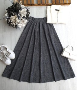 OVSELG CEPLİ PİLELİ BALIKSIRTI ETEK A6-1-6091-58-FÜME - 1