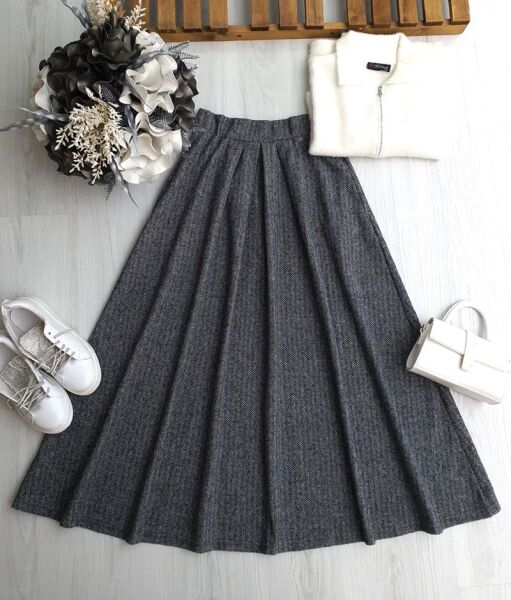 OVSELG CEPLİ PİLELİ BALIKSIRTI ETEK A6-1-6091-58-FÜME - 1