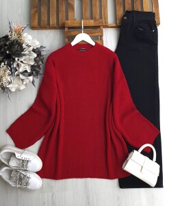 OYMES ÇİZGİ DESENLİ SALAŞ KAZAK 8190-03-KIRMIZI - 1