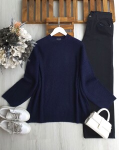 OYMES ÇİZGİ DESENLİ SALAŞ KAZAK 8190-12-LACİVERT - 1