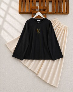 PAHLC NAKIŞ DETAYLI İNCE SWEAT 5717-01-SİYAH - 