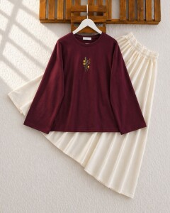 PAHLC NAKIŞ DETAYLI İNCE SWEAT 5717-04-BORDO - 