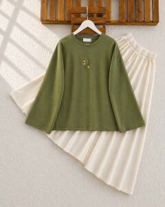 PAHLC NAKIŞ DETAYLI İNCE SWEAT 5717-07-YEŞİL - 