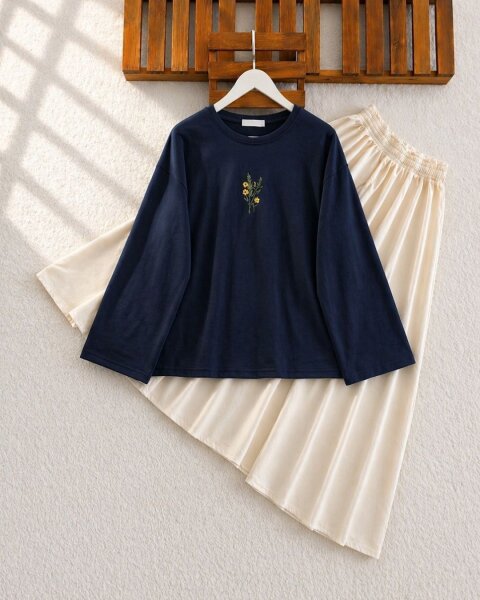 PAHLC NAKIŞ DETAYLI İNCE SWEAT 5717-12-LACİVERT - 1