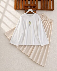 PAHLC NAKIŞ DETAYLI İNCE SWEAT 5717-20-BEYAZ - 
