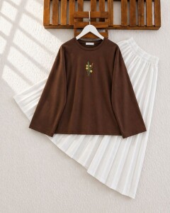 PAHLC NAKIŞ DETAYLI İNCE SWEAT 5717-37-KAHVE - 
