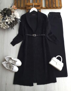 PAQN KEMERLİ ÖNÜ AÇIK SAKAL İPLİK UZUN KAP 8196-01-SİYAH - 1