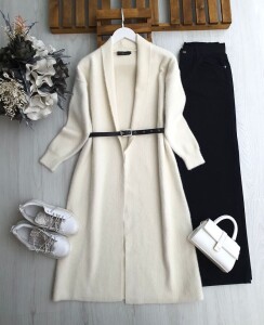 PAQN KEMERLİ ÖNÜ AÇIK SAKAL İPLİK UZUN KAP 8196-50-KEMİK - 