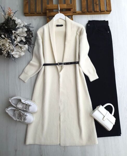 PAQN KEMERLİ ÖNÜ AÇIK SAKAL İPLİK UZUN KAP 8196-50-KEMİK - 1