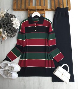 PEFD RENK GEÇİŞLİ YAKALI TRİKO TAKIM C1-8172-01-SİYAH - 