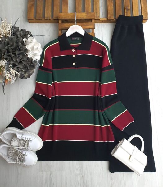 PEFD RENK GEÇİŞLİ YAKALI TRİKO TAKIM C1-8172-01-SİYAH - 1