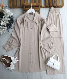 PEHDA OMUZ DİKİŞLİ GENİŞ KUKAŞLI CUPRA İKİLİ TAKIM A10-2-1633-34-BEJ - 1